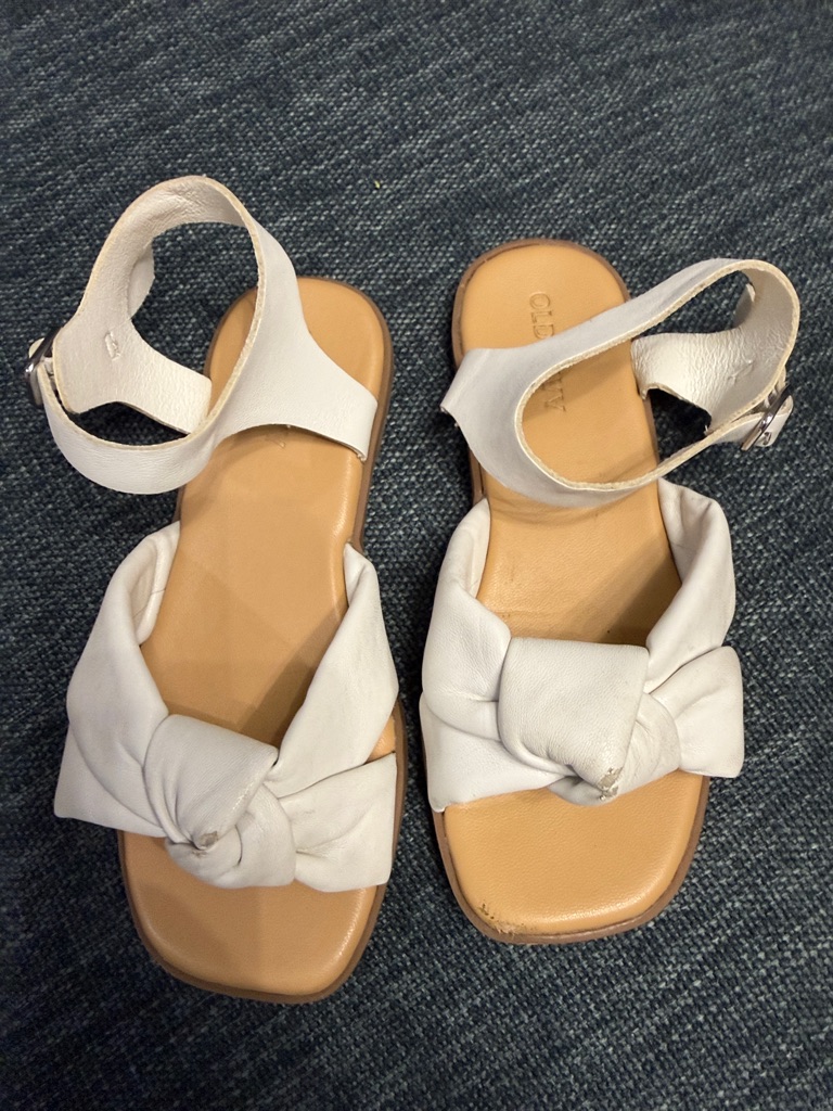 Old Navy White Knotted Ankle-Strap Sandals